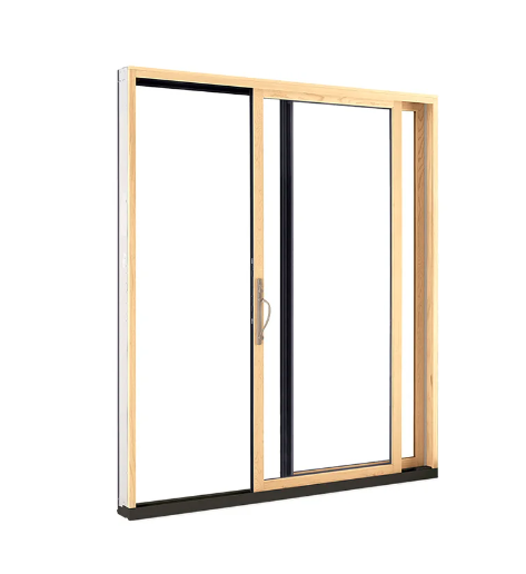 MARVIN ELEVATE 8'0" X 8'0" WOOD INTERIOR ULTREX FIBERGLASS EXTERIOR SLIDING CLEAR TEMPERED LOW-E2 WITH ARGON GLASS 2 PANEL PATIO DOOR GRILLES/SCREEN OPTIONS